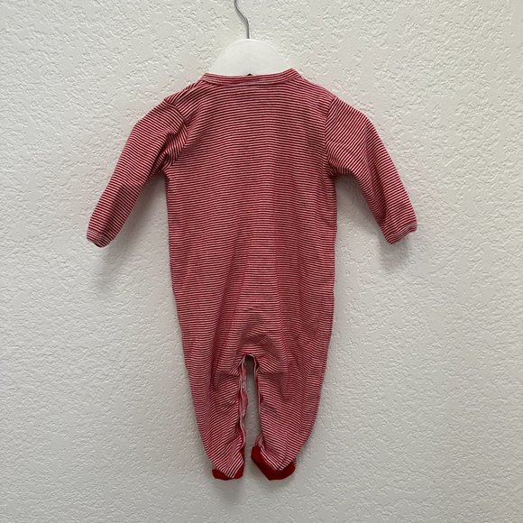 Petit Batou Red White Stripe Footie 6M - Picture 7 of 8